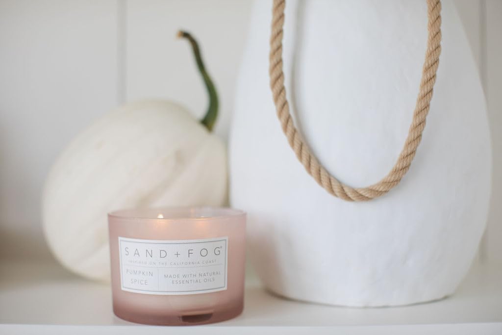 Sand + Fog Scented Candle - Pumpkin Spice – Additional Scents and Sizes – 100% Cotton Lead-Free Wick - Luxury Air Freshening Jar Candles - Perfect Home Decor – 12oz
