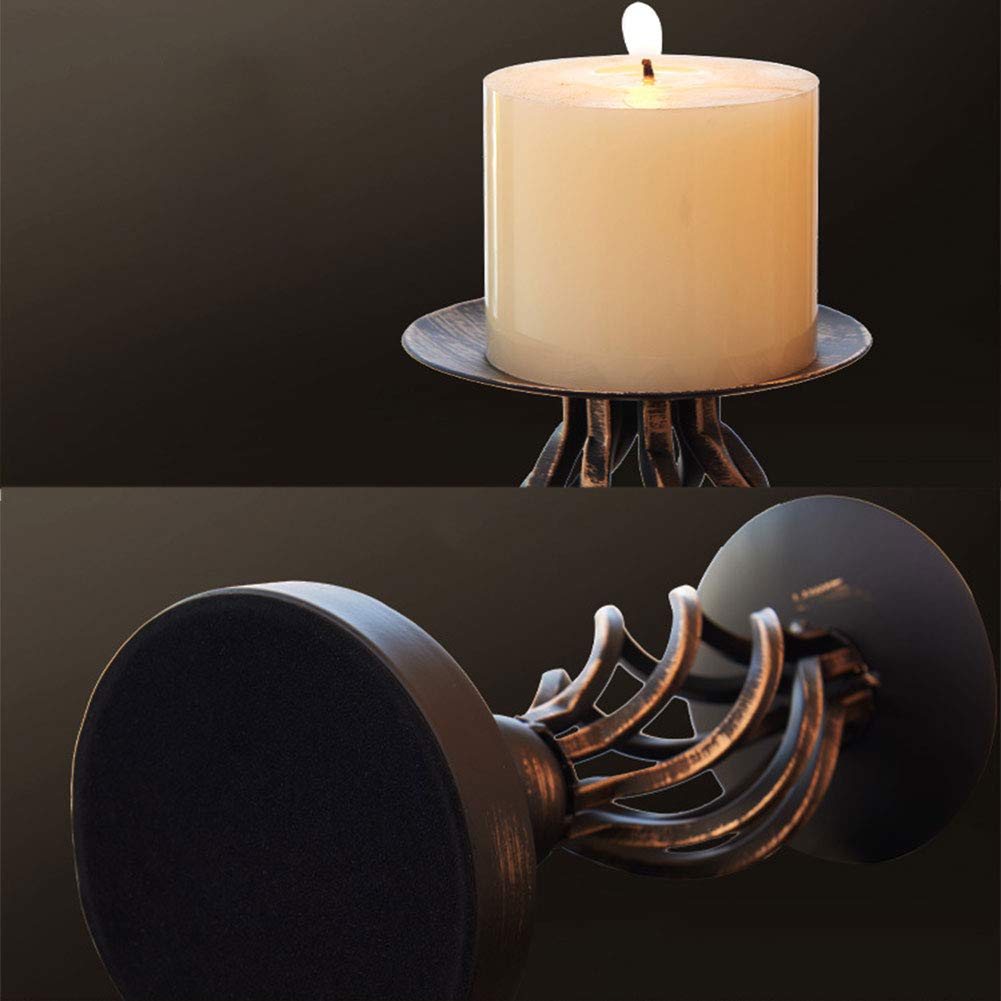 ZZKOKO Decorative Candle Holder Set of 2, Metal Pillar Romantic Candlesticks, Home Decor Candle Stand, 11.1", 8.1" High Candle Holders for Fireplace, Living or Dining Room Table, Gifts for Wedding