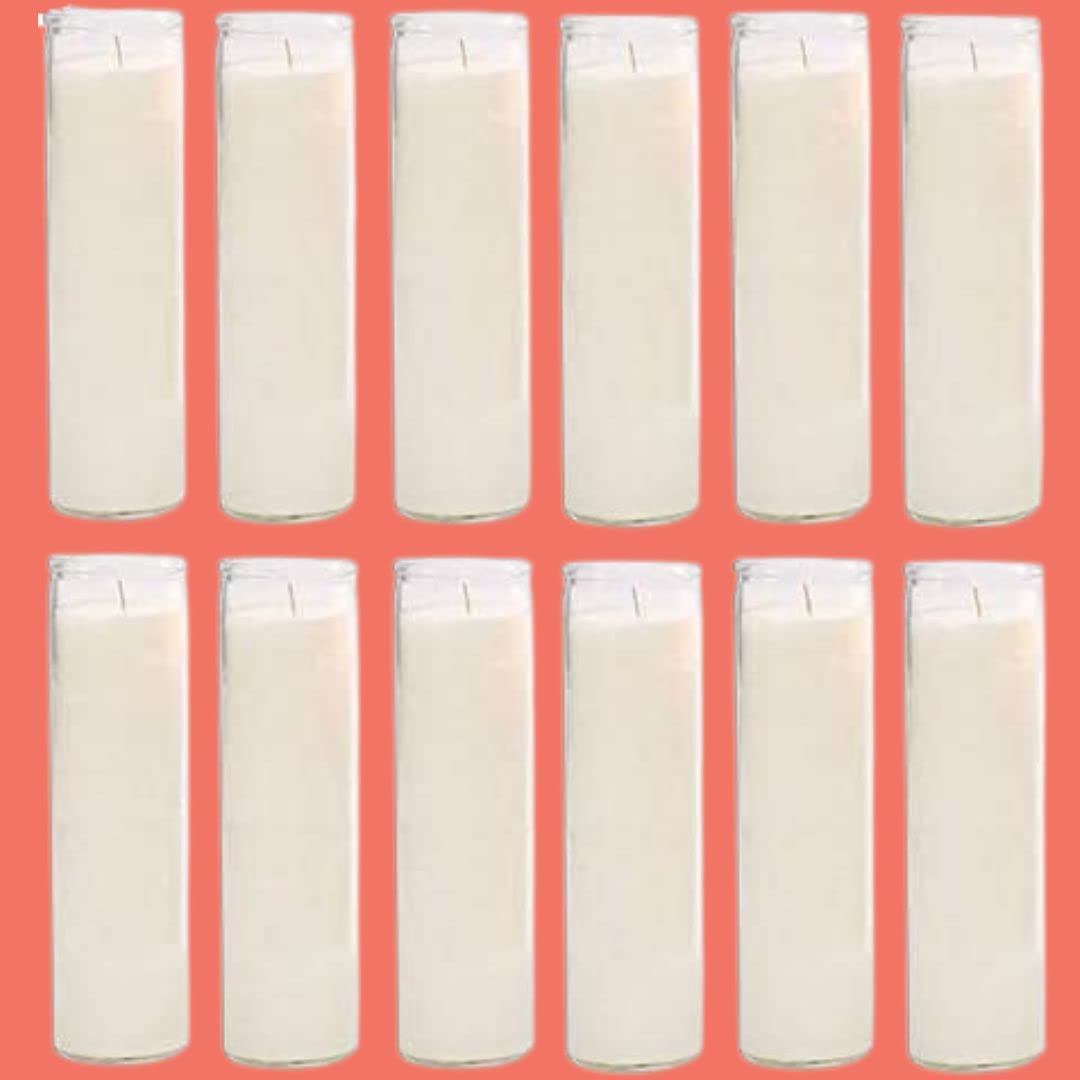 Glass Assorted Religious Candle, White, Case of 12 (1)