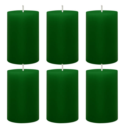 6 Packs 2.75x4 Inch Green Pillar Candles, Unscented Dripless Cylinder Wax Colored Candles for Home Table Holiday Party Spa Decor Emergency Power Outage