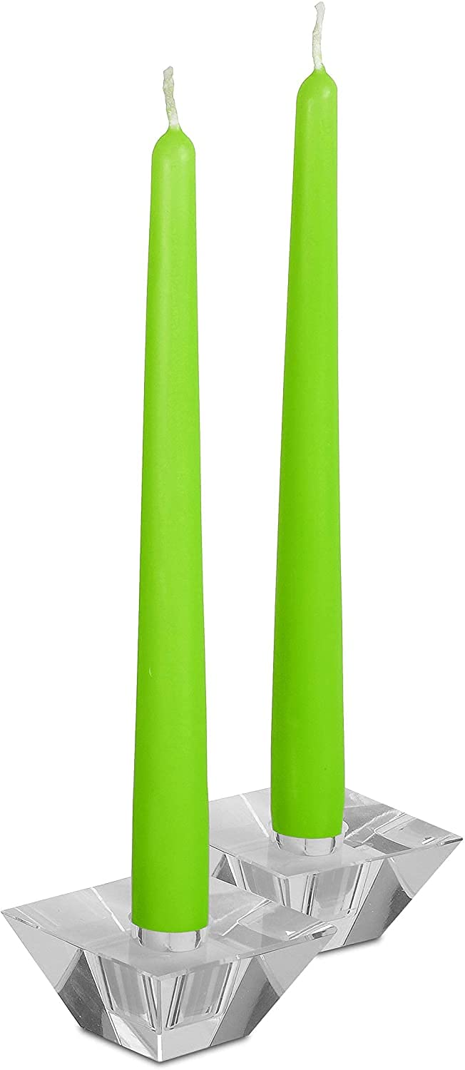 Hyoola Tall Taper Candles Bulk - 10 Inch Lime Green Unscented Dripless Taper Candles - 8 Hour Burn Time - 96 Pack