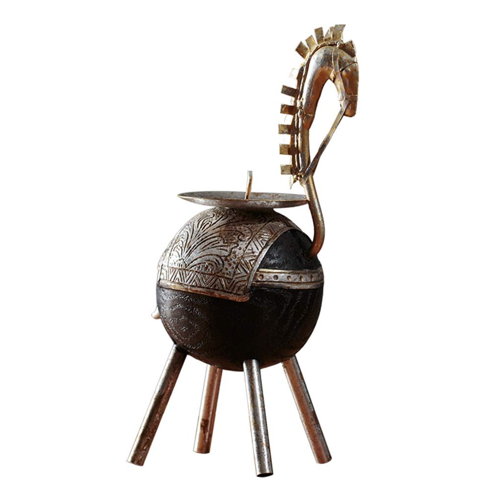 XILIN-1987 Candle Holderss Retro Candle Holder Home Soft Decoration Coffee Shop Bar War Horse Candlestick Decoration Decorative Candlestick