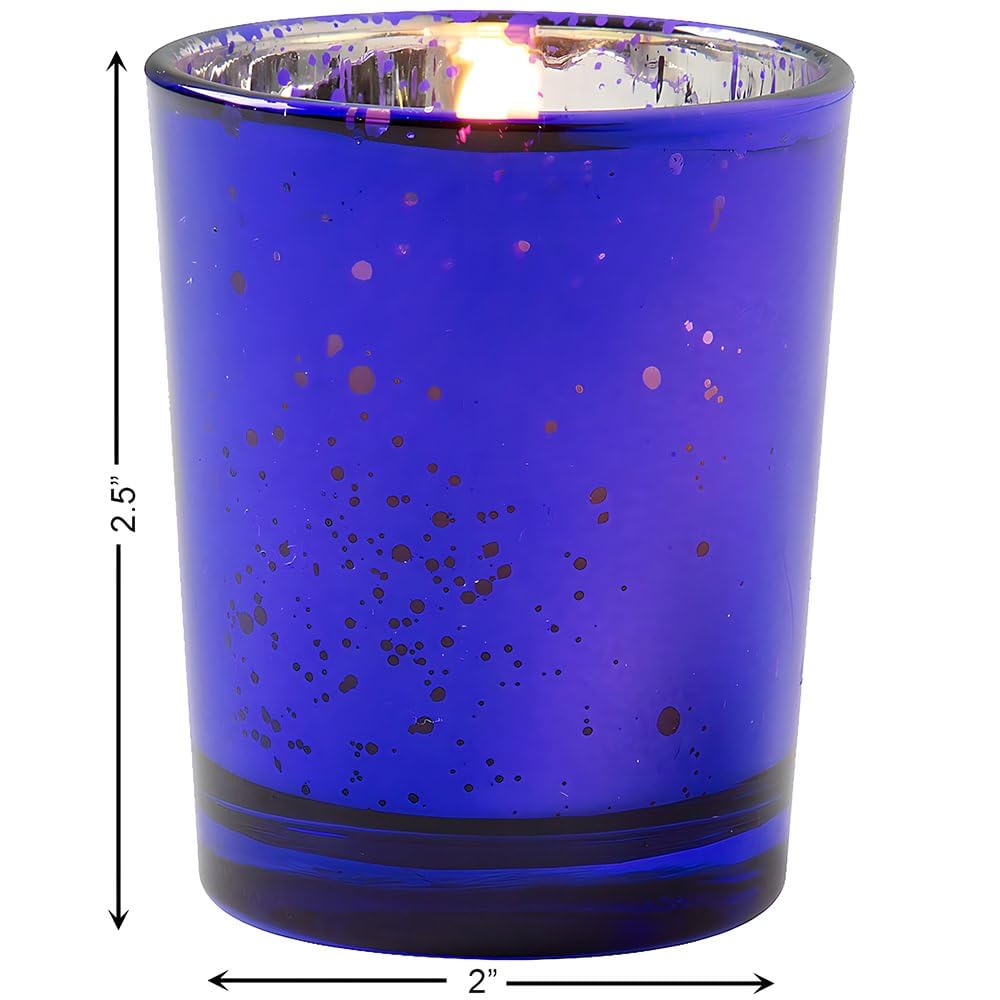 Fun Express Purple Mercury Glass Votive Holders - Elegant Shiny Glass Candles Holders for Home Decor Parties Weddings and Special Occasions - Perfect for Creating a Warm Ambiance - Set of 12 Pieces