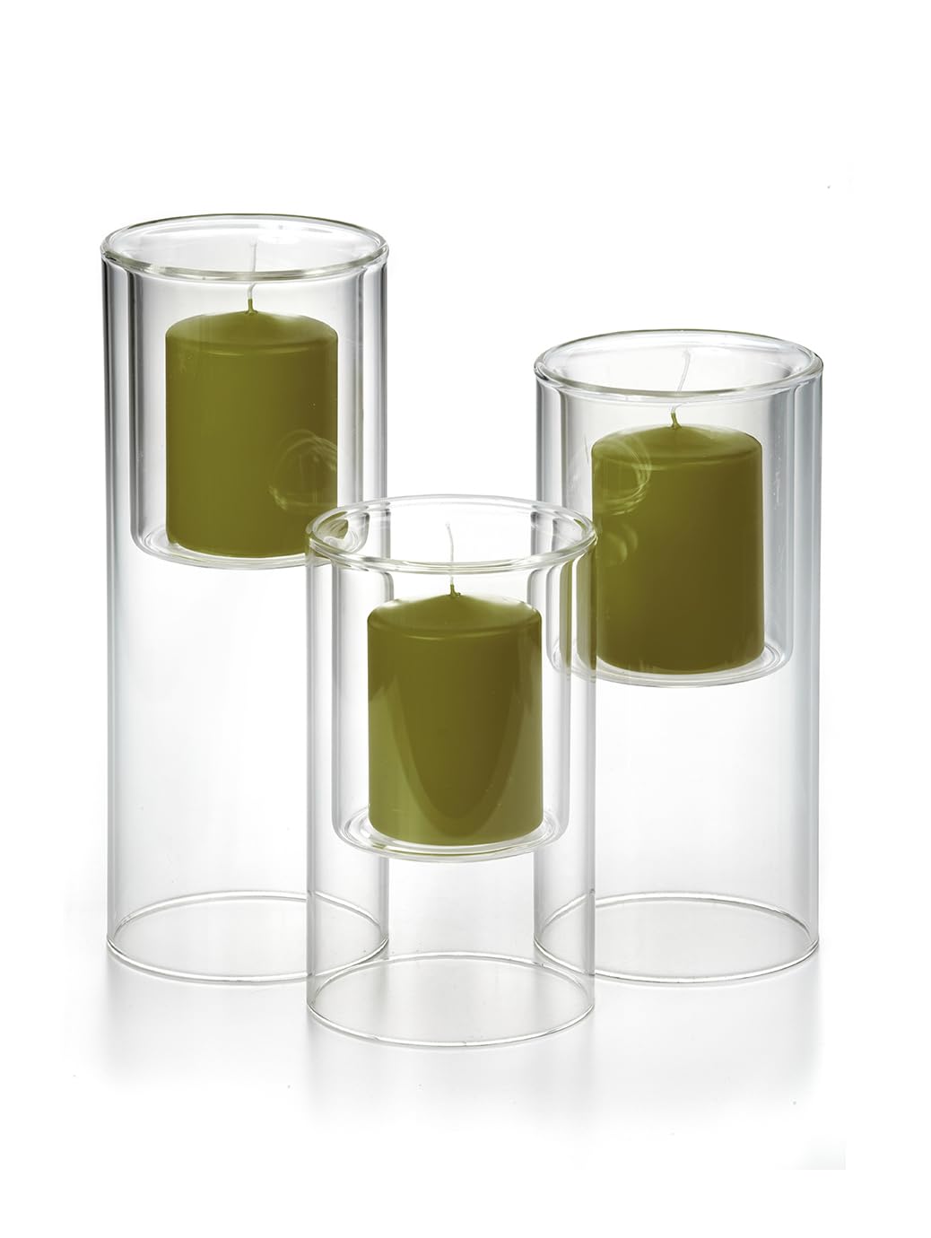 Yummi Set of 3 Pillar Candles & Ethereal Cylinders - Green Tea