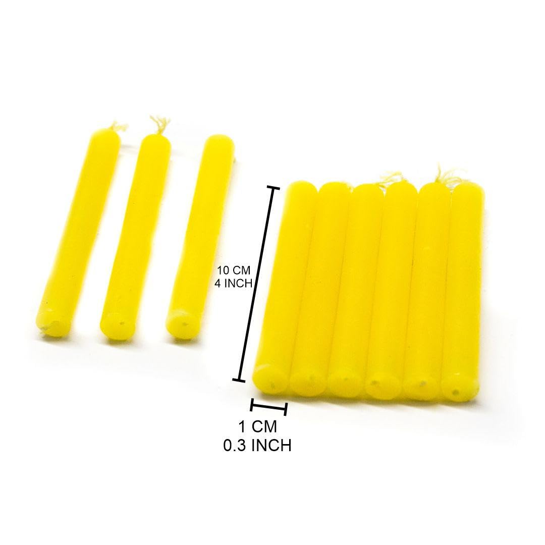 Vrinda® Set of 20-4" Mini Chime Ritual Spell Unscented Taper Candles – Ideal for Chime/Altar/Spell Work (Yellow)