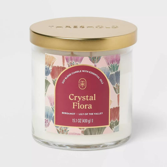 Threshold 2-Wick Lidded Glass Jar Candle (15.1oz, Crystal Flora)