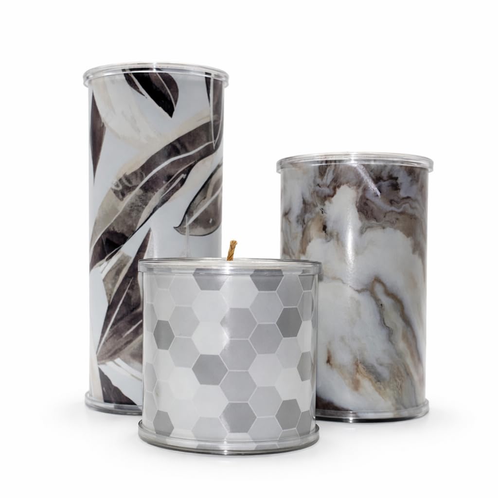 Decorative Candle Holder Set of 3, Table Centerpiece Candles for Home Decor, Reusable Pillar Candle Alternative with Interchangeable Wraps, Refillable Tea Light System, Giftable Holiday Decor Accent