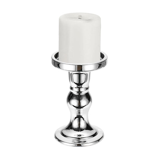 uxcell 14cm Glass Candle Holder for Taper/Column Candles, Candle Holders Tealight Stand Candlestick for Tealight Wedding Table Centerpiece Home Decor, Silver