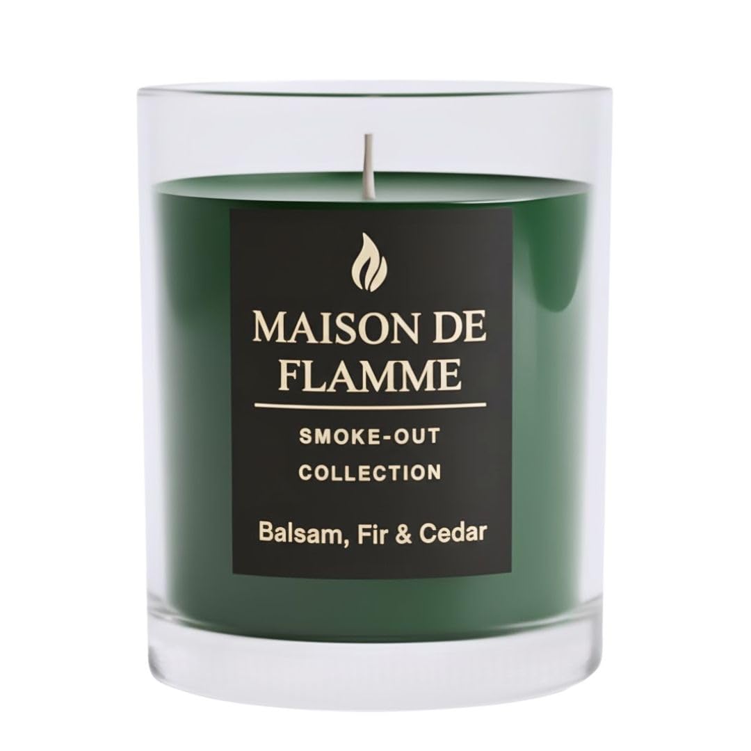 Smoke Odor Eliminating Candle – Balsam Fir & Cedar Soy Wax Candle for Kitchen, Apartment & Home Smells, Long Lasting Odor Neutralizing Scented Candle, 150g / 5.3 oz – Maison De Flamme