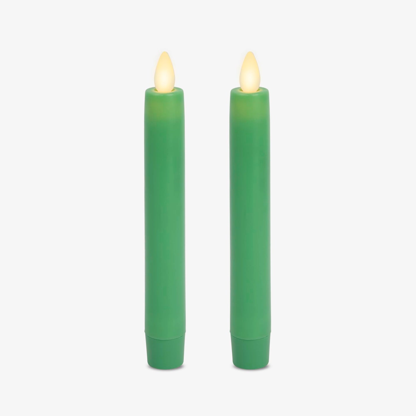 Luminara Set of 2 Flameless Candle Tapers (0.87" x 6.7") Flat Top Real Wax Unscented (Vibrant Green)
