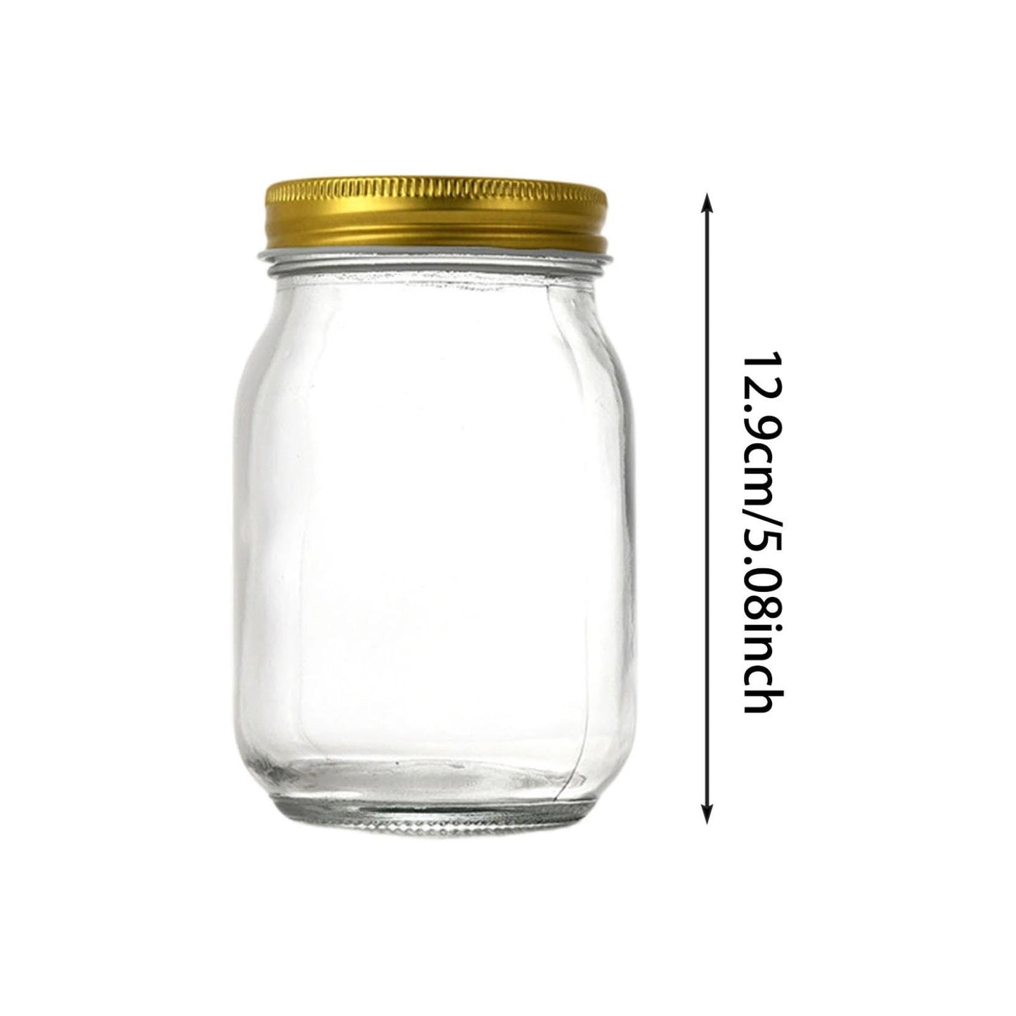 Regular Mouth Mason Jars, 8.3cm Pint Clear Glass Canning Jars with Airtight Metal Lids, Multipurpose Empty Glass Containers for Candle Making, Iced Coffee, Preserves, Salsa Jam Storage (Clear)