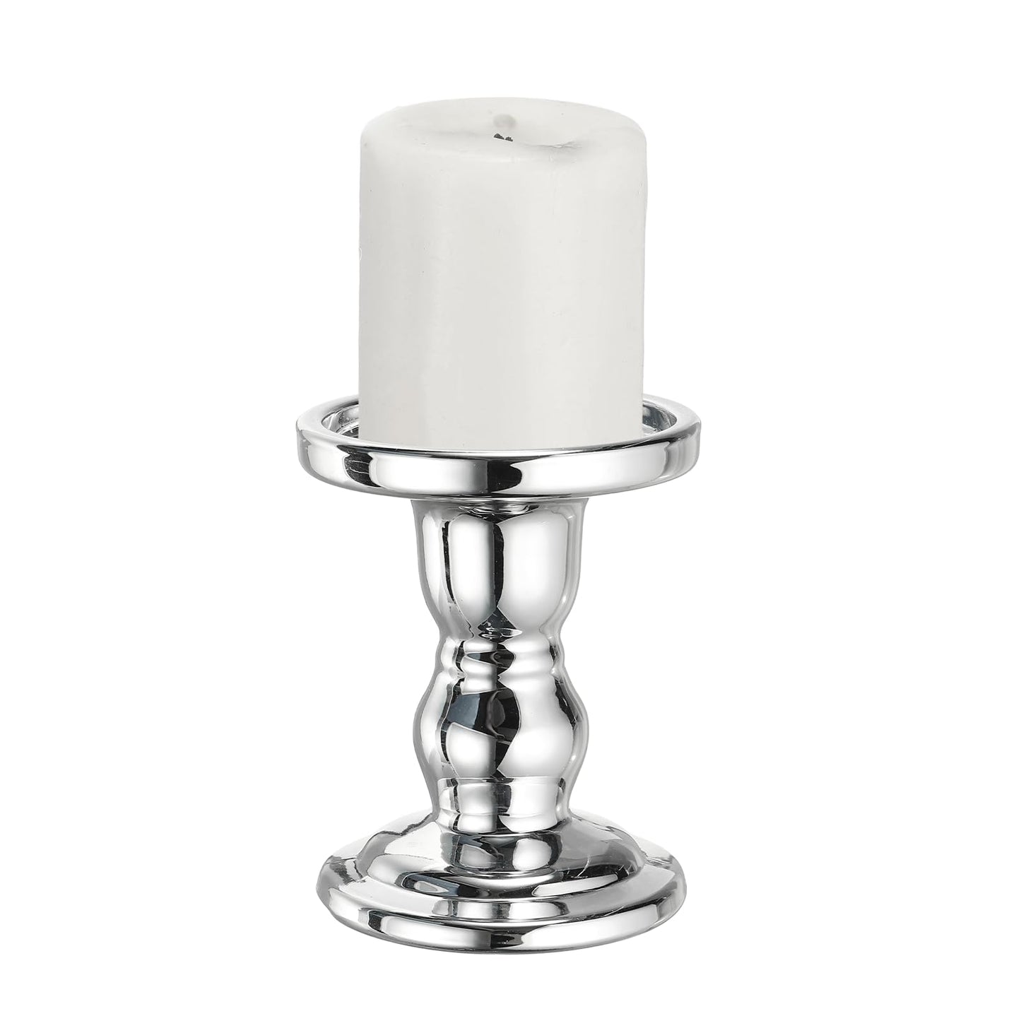 uxcell 11 cm Glass Candle Holder for Taper/Column Candles, Candle Holders Tealight Stand Candlestick for Tealight Wedding Table Centerpiece Home Decor, Silver