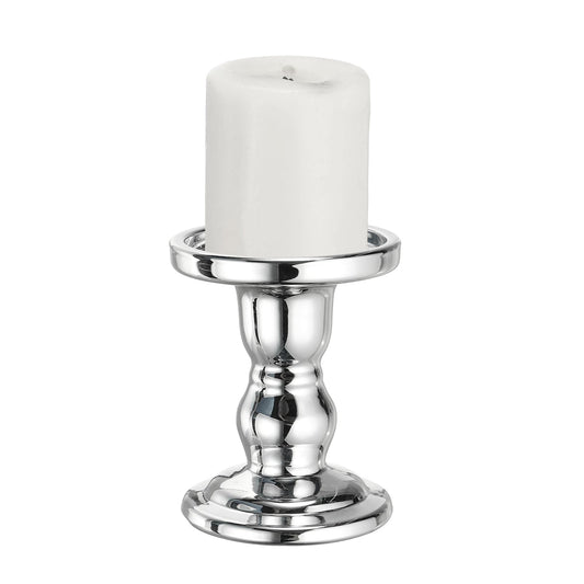 uxcell 11 cm Glass Candle Holder for Taper/Column Candles, Candle Holders Tealight Stand Candlestick for Tealight Wedding Table Centerpiece Home Decor, Silver