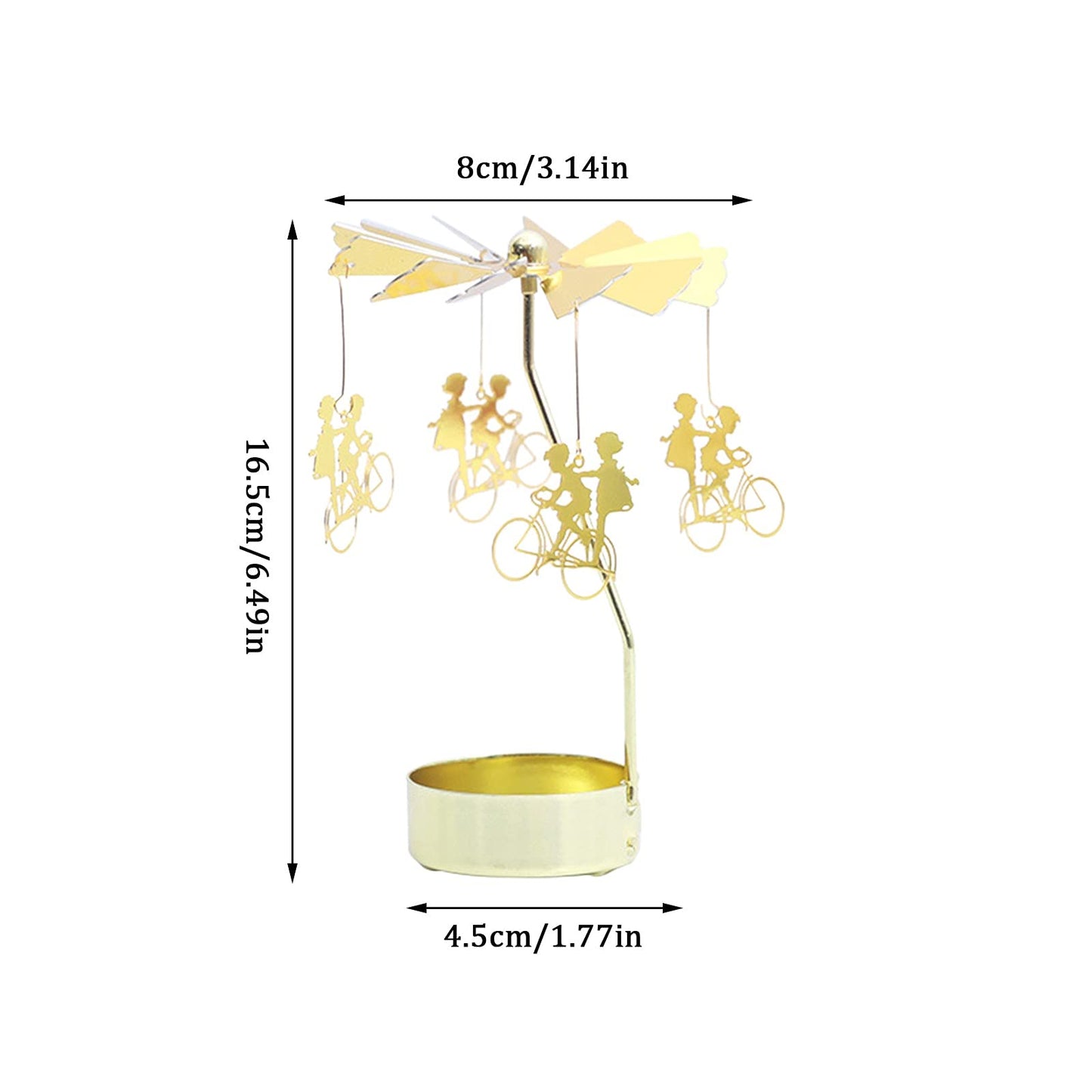 Gold Candlestick Holders Candlestick with Rotatable Metal Decoration,Available in Three Styles for Selection Perfect for Dinner Parties (Gold, One Size) 3in×6.5in