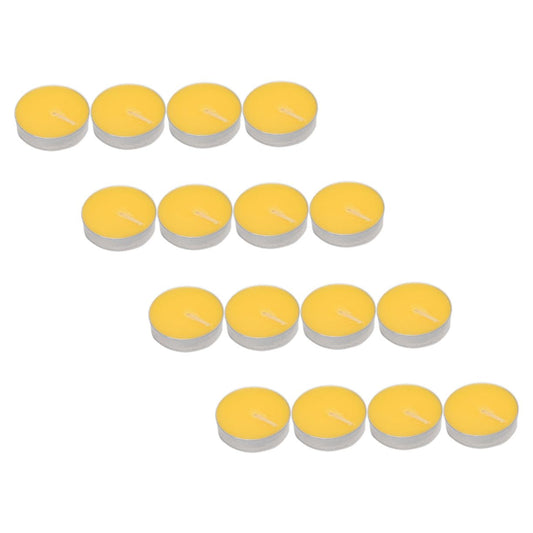 Cabilock 16Pcs Smokeless Tea Light Candles Set Unscented Round Compact Candles Natural Wax for Tea House and Office Use Long Burning Mini