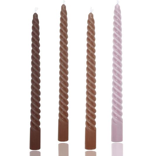 10 inch Brown Gradual Spiral Color Taper Candles Set of 4 Pack Tapered Candle, Tall Candlesticks,for Dinner Party Wedding, Holiday Spring,Home Decor,Kitchen Decor (4, Brown Series, 10inch)