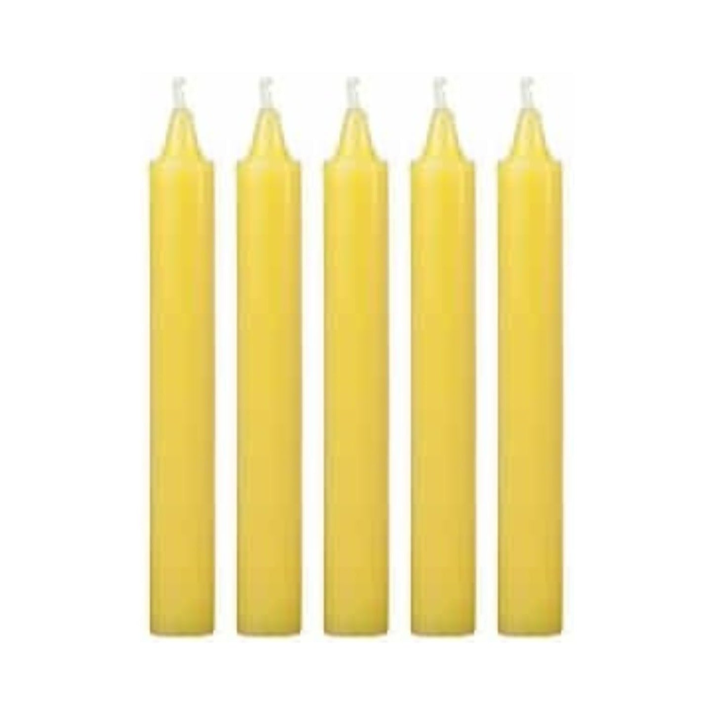 6 Inch Taper Candle 5 Pack Spell, Wicca, Santeria, Energized Candles Velas de 6 Pulgadas Paquete de 5 Velas (Yellow)
