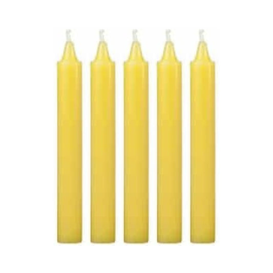 6 Inch Taper Candle 5 Pack Spell, Wicca, Santeria, Energized Candles Velas de 6 Pulgadas Paquete de 5 Velas (Yellow)