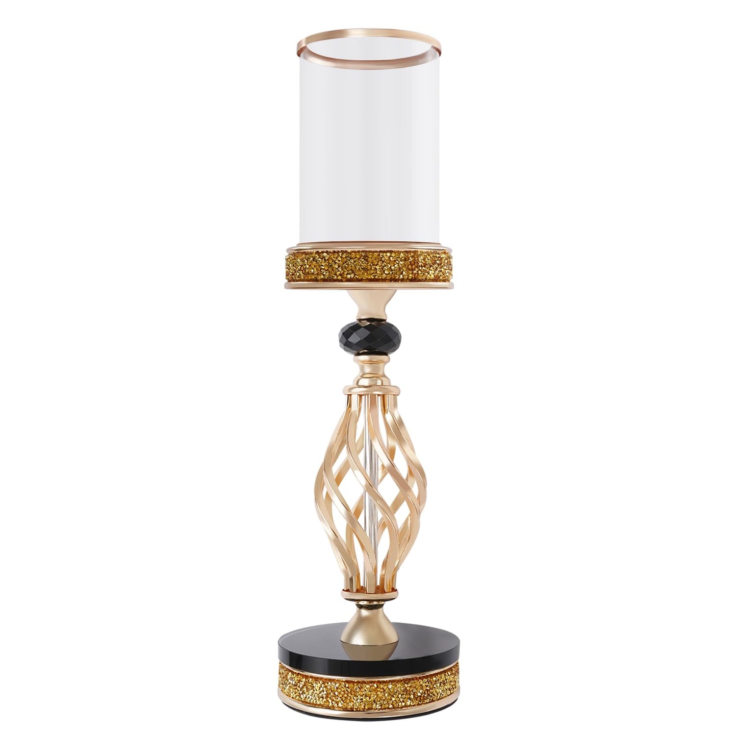 Candle Holder, Crystal Candlesticks Holder Set, Tabletop Pillar Candle Holders for Wedding, Parties, Events, Chirstmas, Home Decor, Table Centerpieces (Gold 01, L)