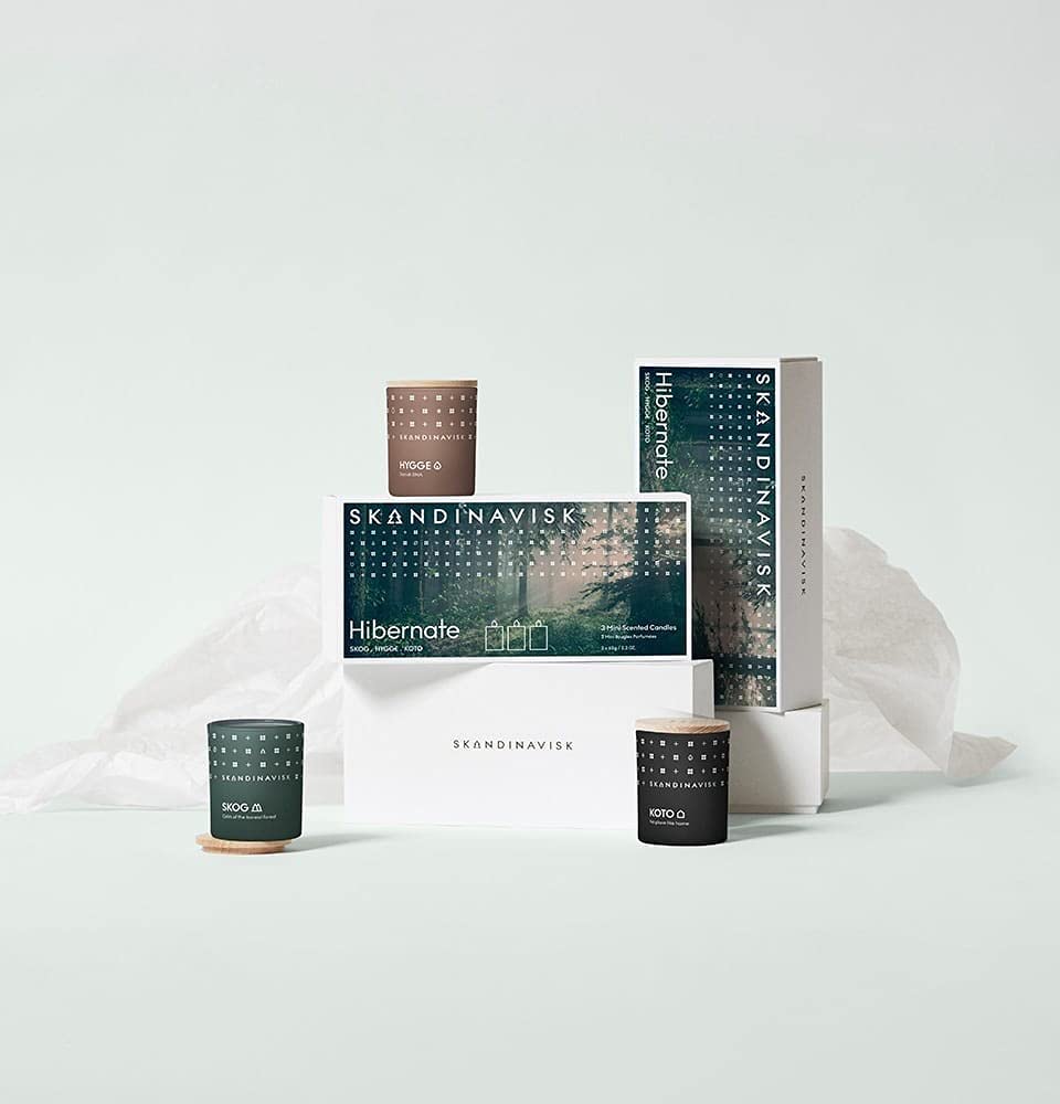Skandinavisk Hibernate Giftset of 3 Mini Scented Candles. Skog 'Forest', Hygge 'Cosiness', and KOTO 'Home'. Vegan Formula. 3 x 2.3 oz.