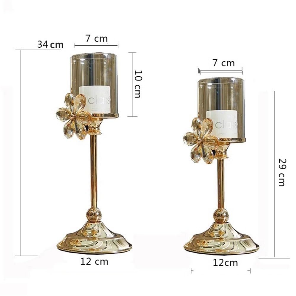 YUHUAWF Candle Holderss Candle Holders Wedding Centerpieces Metal Crystal Candlestick Holders Stand for Table Party Church Decor Decorative Candlestick(Small)