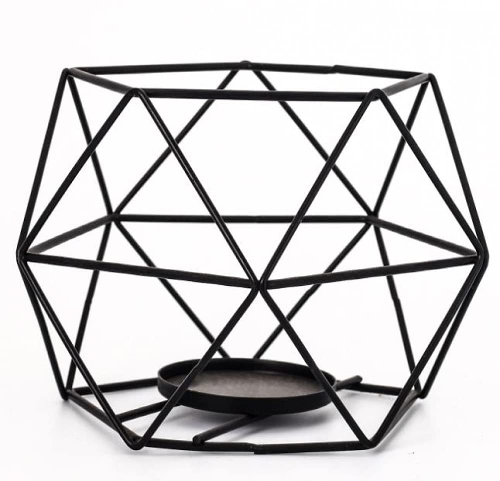 ZHZXBDGQ Tealight Holders Metal Wire Iron Tea Light Candle Holder Geometric Candle Holder Centerpieces for Wedding Holidays Events Party Decorations-Black