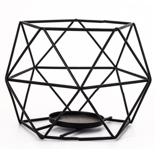 ZHZXBDGQ Tealight Holders Metal Wire Iron Tea Light Candle Holder Geometric Candle Holder Centerpieces for Wedding Holidays Events Party Decorations-Black