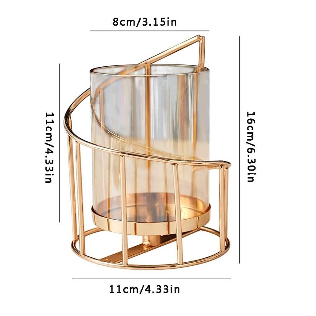 Candlestick Holder Golden Metal Candle Holder Multifunctional Glass Vase Glass Candle Holder Table Decoration Candle Modern Home Decoration Candle Holders (Size : Small)