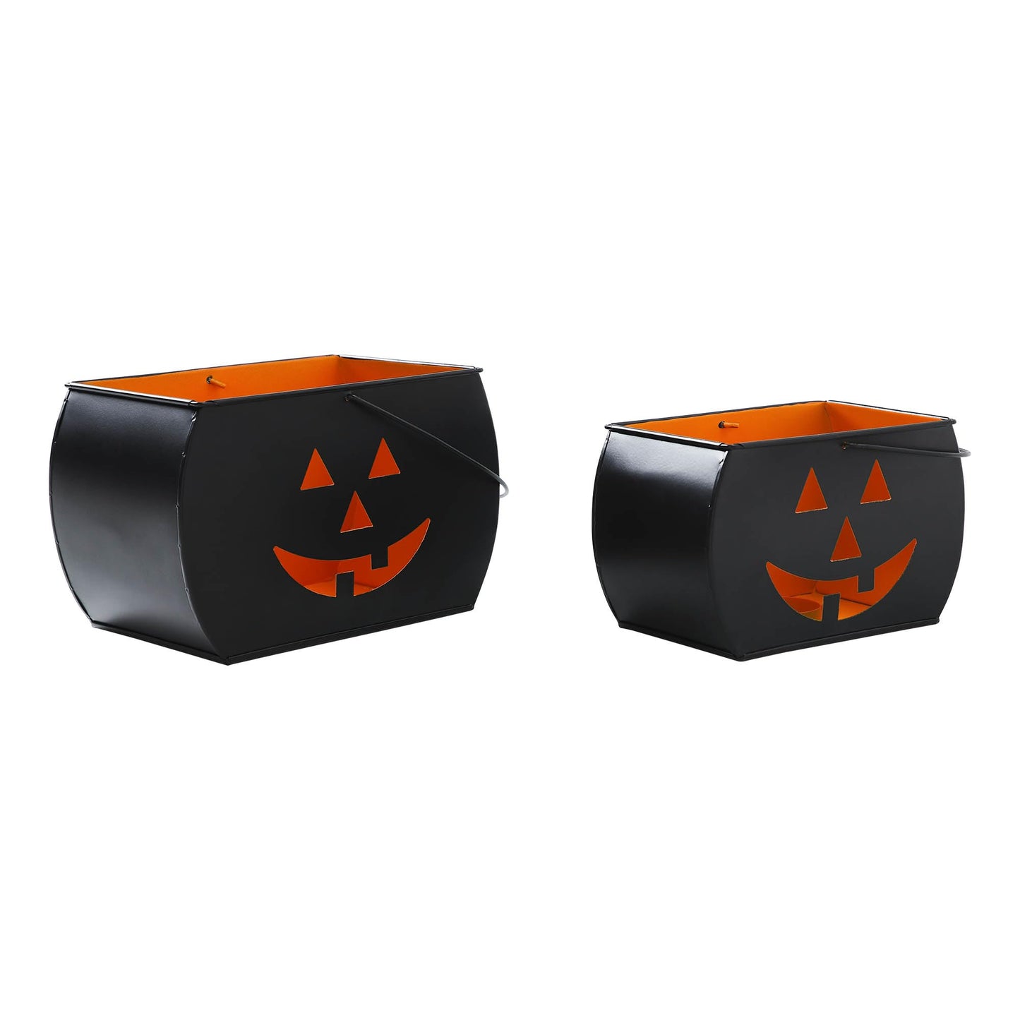 VHC Brands Metal Tealight Holders Trick Or Treat Black Set of 2, Kitchen Dining Table Candle Holder, Pumpkin Decor for Fall and Halloween