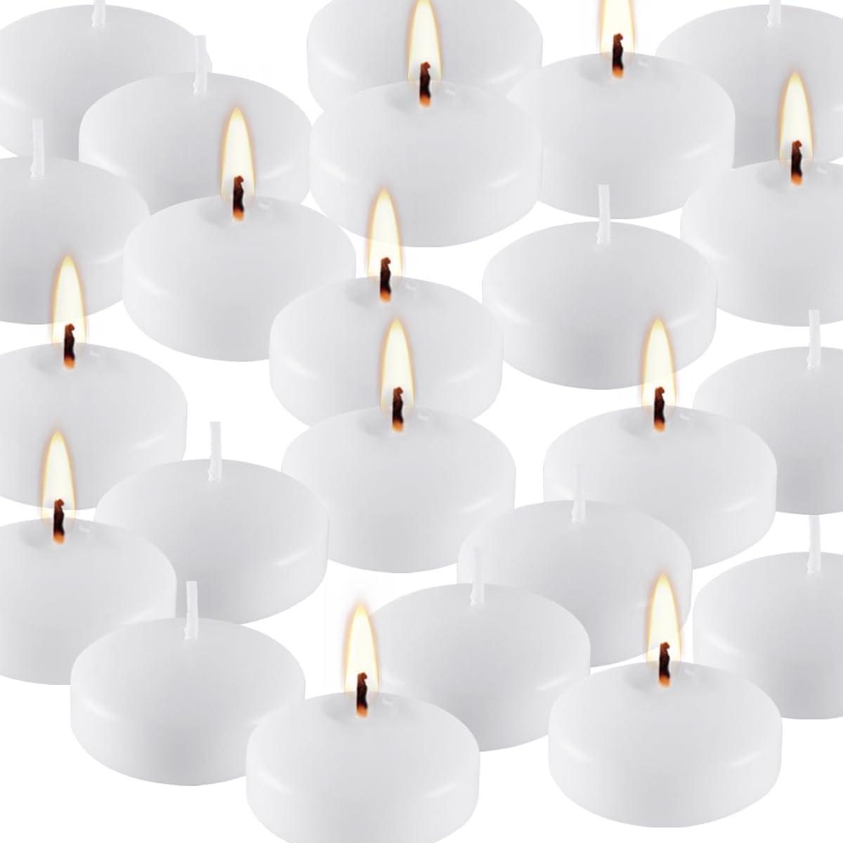 YOROXRG 50 Pack of 2-Inch White Floating Candles - Ideal for Weddings, Home Décor, Spa Baths, and Romantic Settings