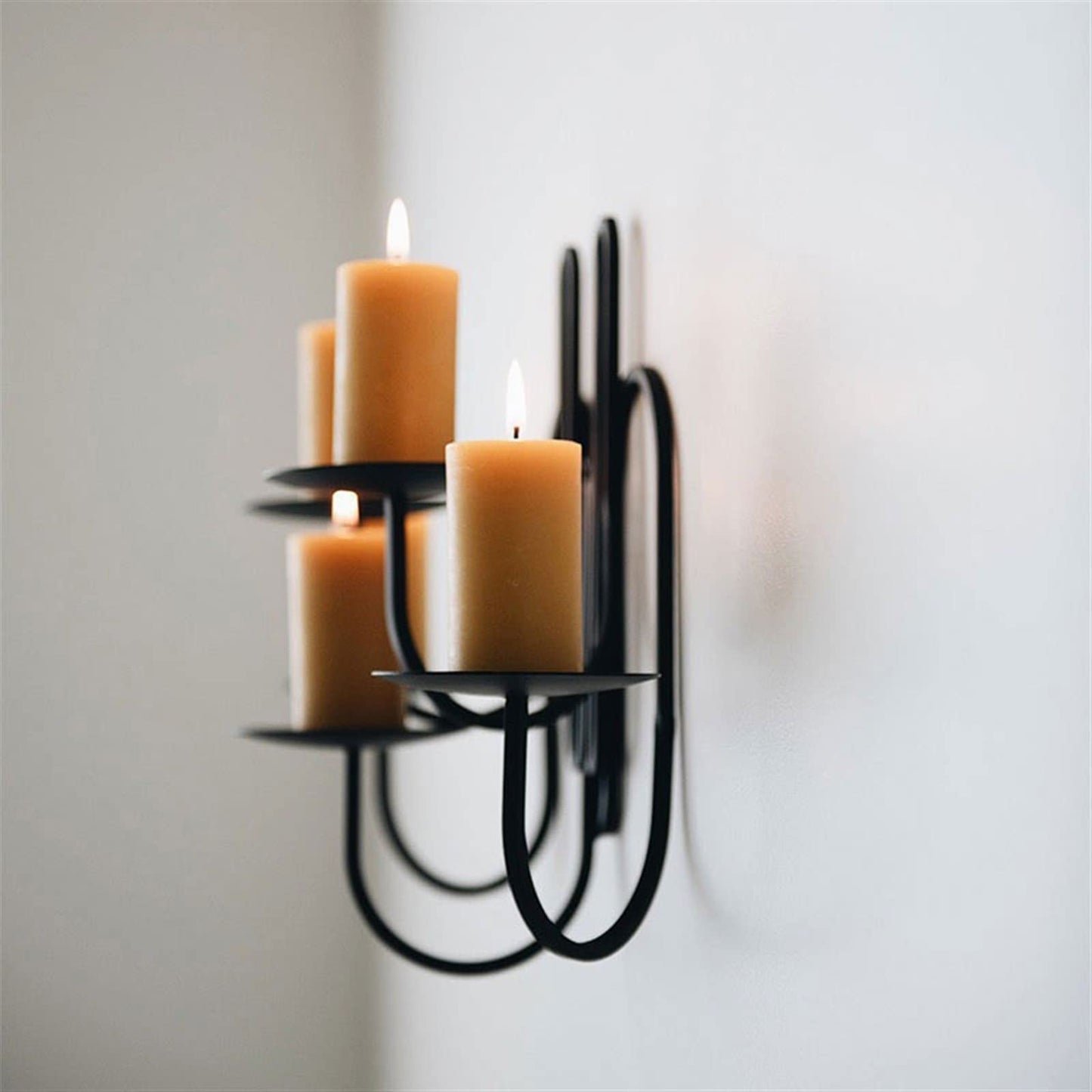 cfycfy987 Candelabra European Light Luxury Iron Wall-Mounted Candlestick Simple Living Room Porch Corridor Candle Holder Candle Sticks Holder