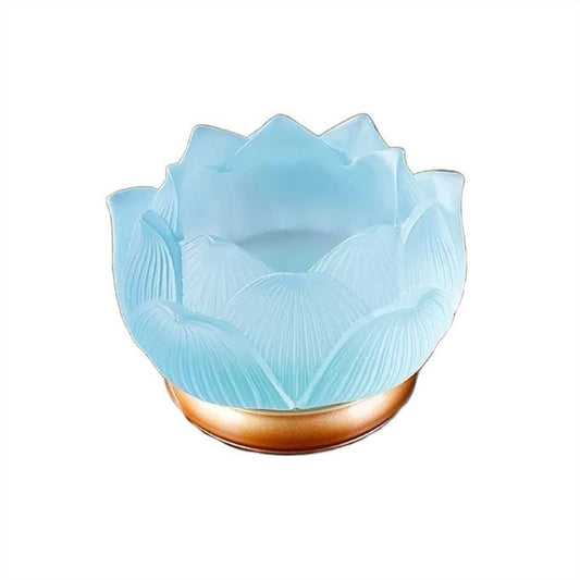 WAOCEO Candlestick Holders Glazed Lotus Candlestick Household Decoration Ornaments Candle Holder Household Offering Lamp Holder Candle Holders (Color : Light Blue)
