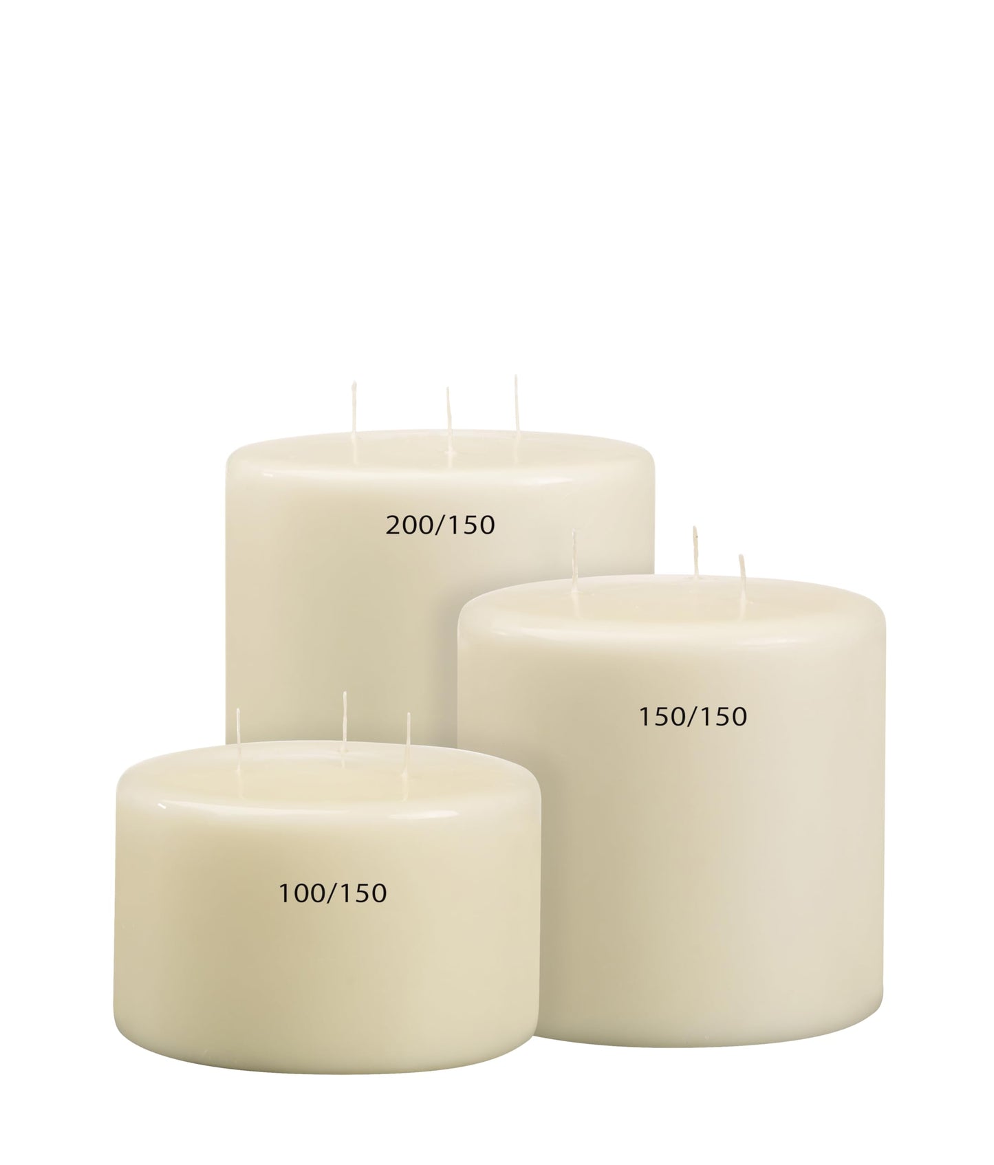 BOLSIUS Three Wick Big Pillar Candle Ivory – 6x6 Inches - Premium European Quality - 75 Hours Burn Time - Relight Unscented Large Pillar Candle - Smooth & Smokeless Flame - Wedding, & Party Candle