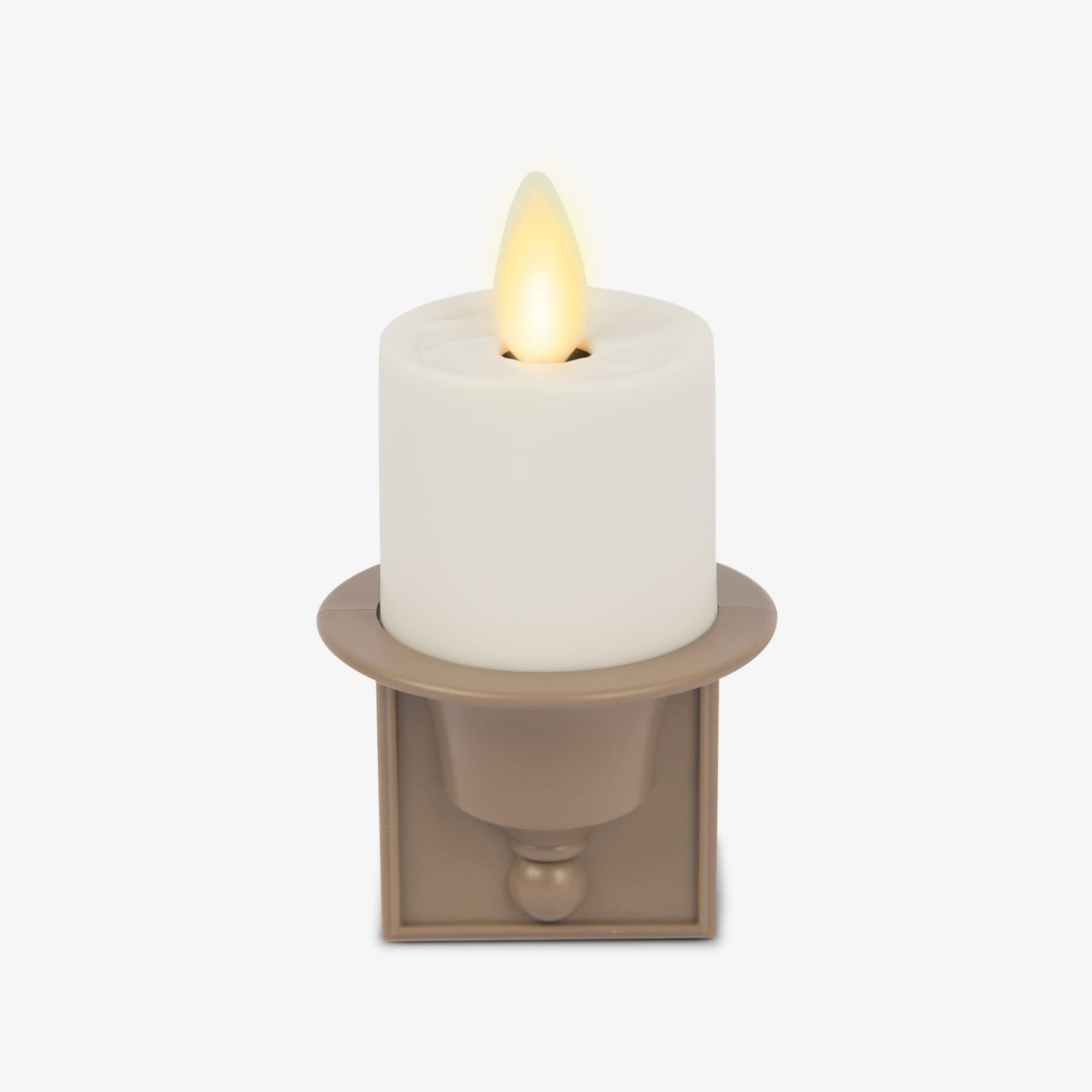 Luminara Flameless Candle Nightlight w/Dusk to Dawn Light Dark Auto Sensor, Timeless Taupe Wall Plug Indoor Night LED Light w/Real-Flame Effect Technology, Bathroom Bedroom Hallway, No Remote Needed