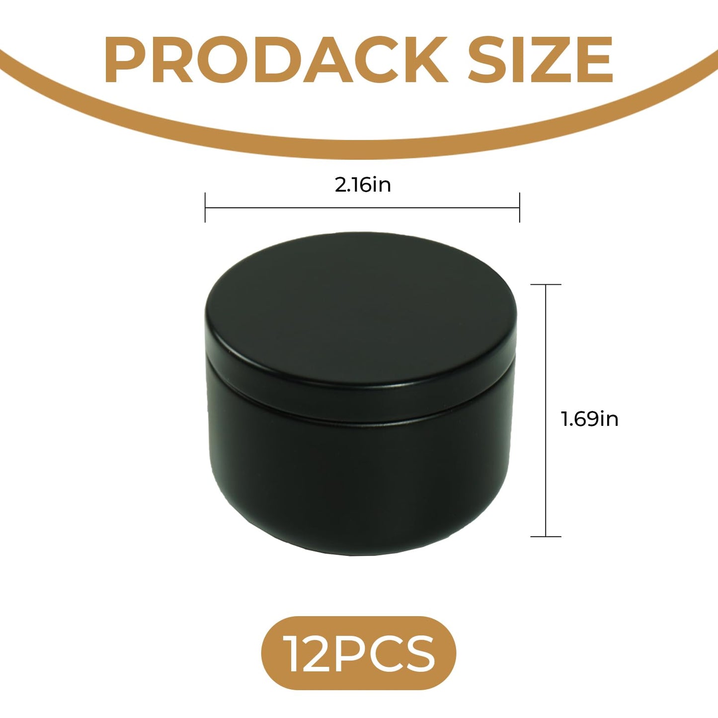12Pack 3 oz Candle Tins with Lids,Round Metal Candle Jars for Candle Making,Bulk Empty Tins Containers for DIY Crafts Christmas Gifts Small Business Supplies–Airtight Storage Jars (Black)