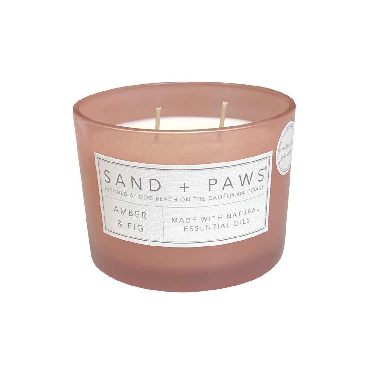 Sand + Paws Scented Candle - Amber & Fig - Additional Scents and Sizes –Luxurious Air Freshening Jar Candles Neutralize pet Odors and Enhance Home décor – 100% Cotton Lead-Free Wicks - 12 oz