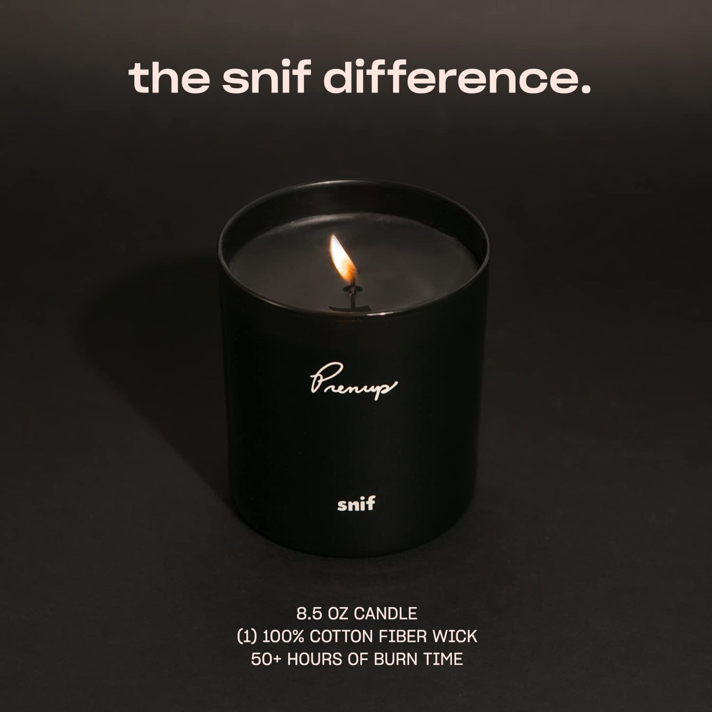 Prenup Luxury Scented Candle by Snif, Musky and Smooth Scent, 50+ Hours, 100% Cotton Fiber Wicks, Soy Wax Blend, Non-Toxic, Vegan, 8.5 oz