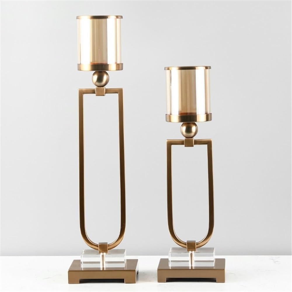 cfycfy987 Candelabra Retro Aromatherapy Candlestick Ornaments Light Luxury Metal Decoration Crystal Glass Candle Holder Candle Sticks Holder(Large)