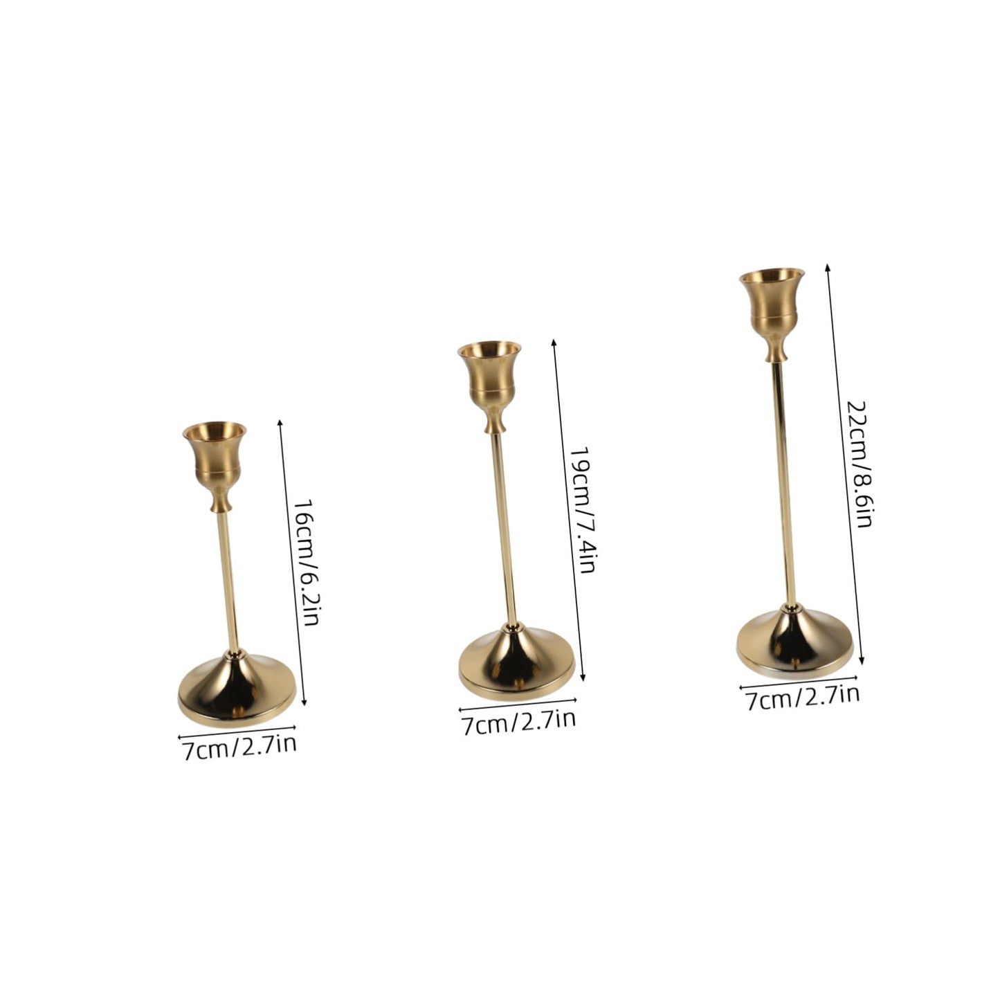 HOMSFOU 6pcs Metal Taper Candle Holders Set with Stable Display and Suitable Lighting Height, Elegant European Craftsmanship Candelabra Candlestick Holders for Wedding Centerpieces