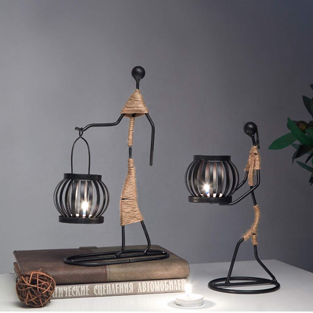 XILIN-1987 Candle Holderss Girl Shape Iron Candlestick Tabletop Decoration Cafe Candlelight Dinner Props Romantic Candlestick Decorative Candlestick (Size : A)