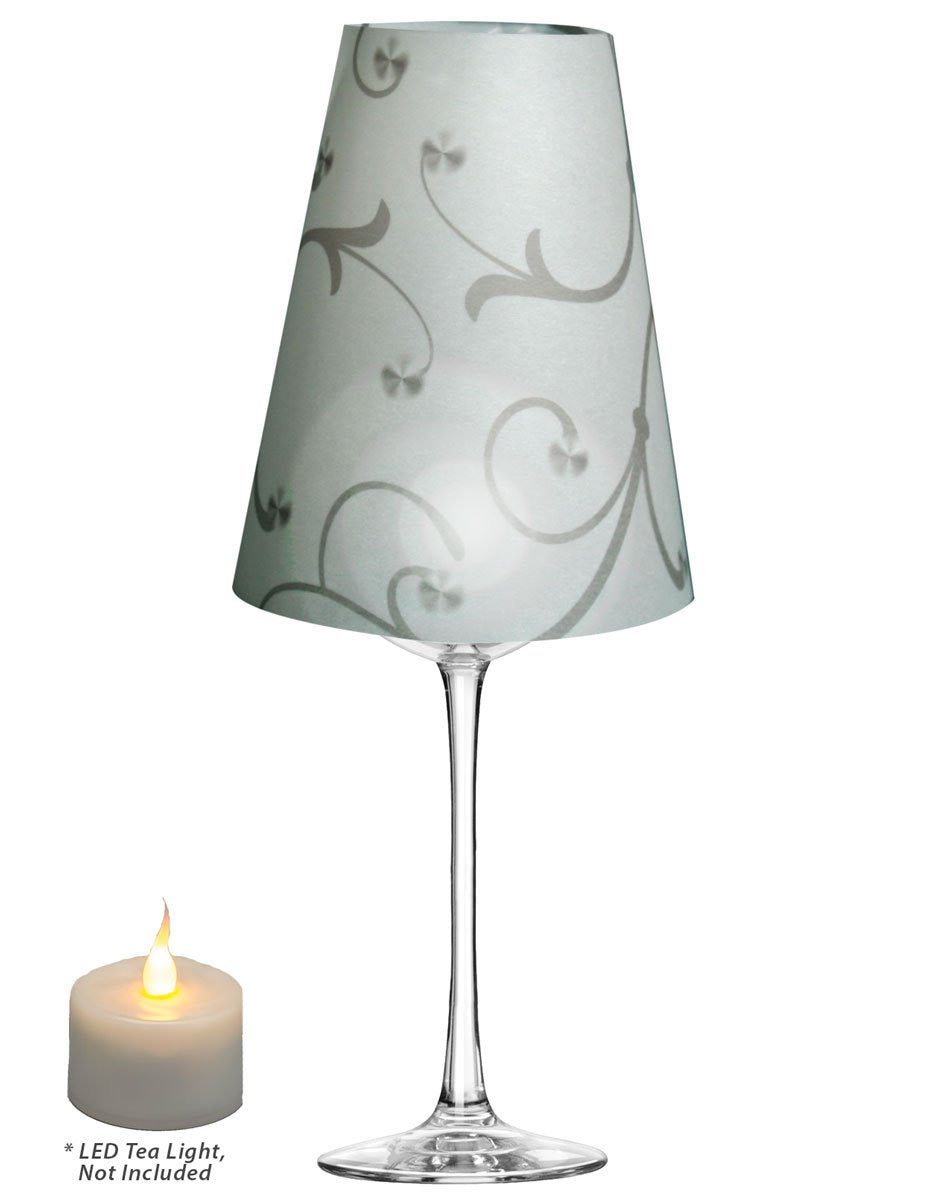Royal Designs Vellum Tea Light Paper Wine Glass Lampshade, Gray Flower, Set of 20 (TLS-1016-20)