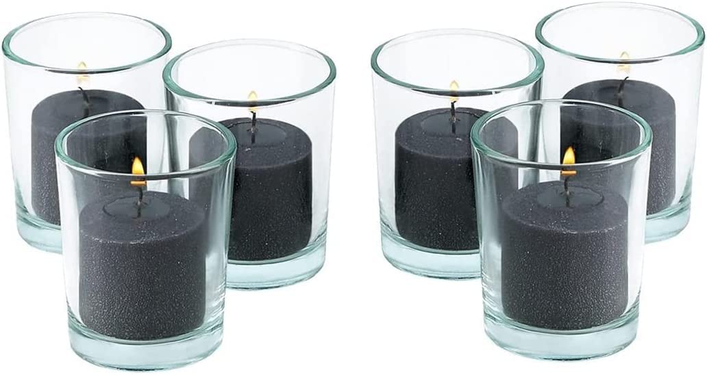 D'light Online Unscented Votive Candles - for Birthdays, Baby Shower, Home Decoration and Weddings (Black and White, 10 Hour - Set of 12)