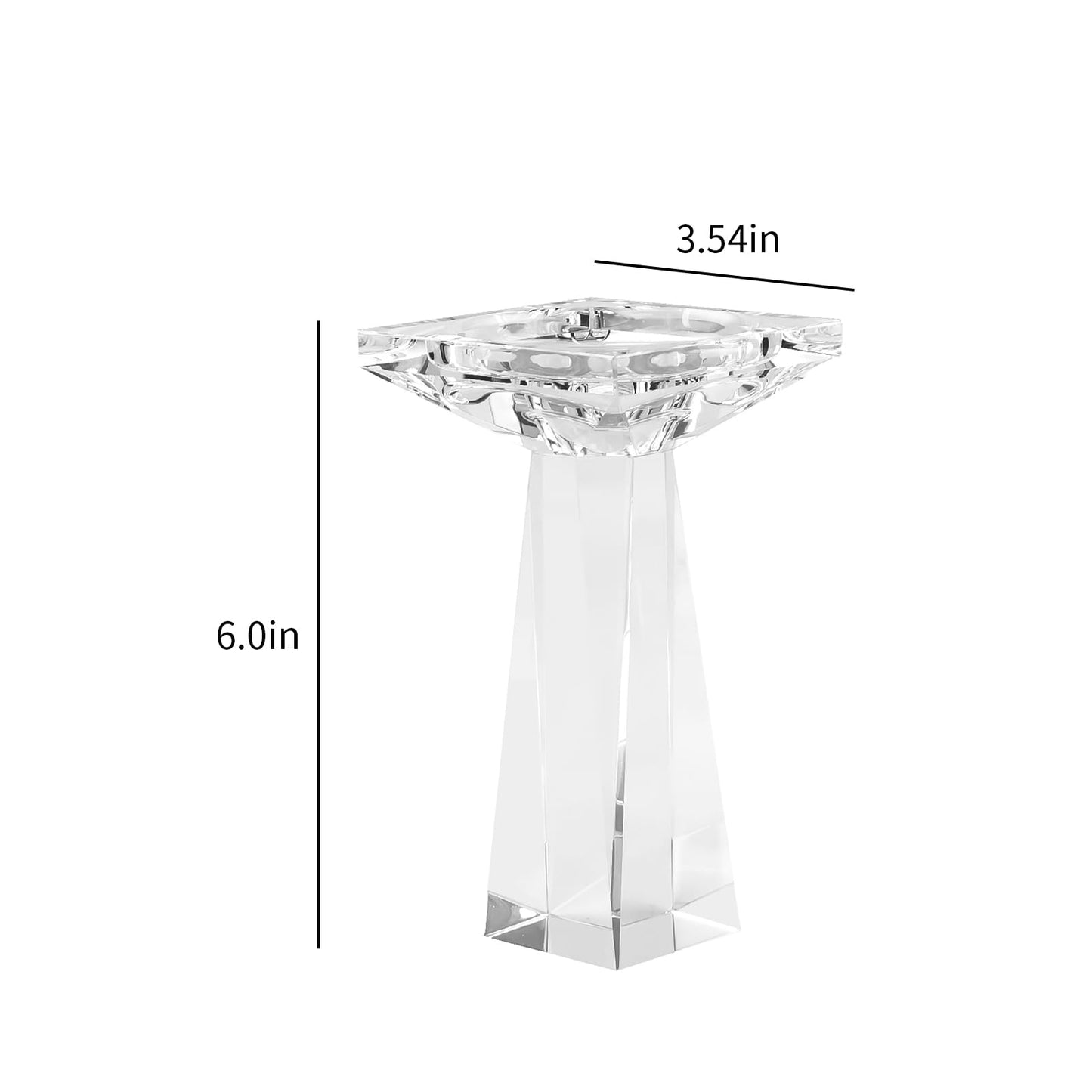 Marvala Crystal Taper/Pillar Candle Holders Set of 2, Heavy Solid Hand Cut Candle Stands Set, 6.3 Inches Height, Table Centerpiece Home Decor for Wedding, Dining, Party, Clear