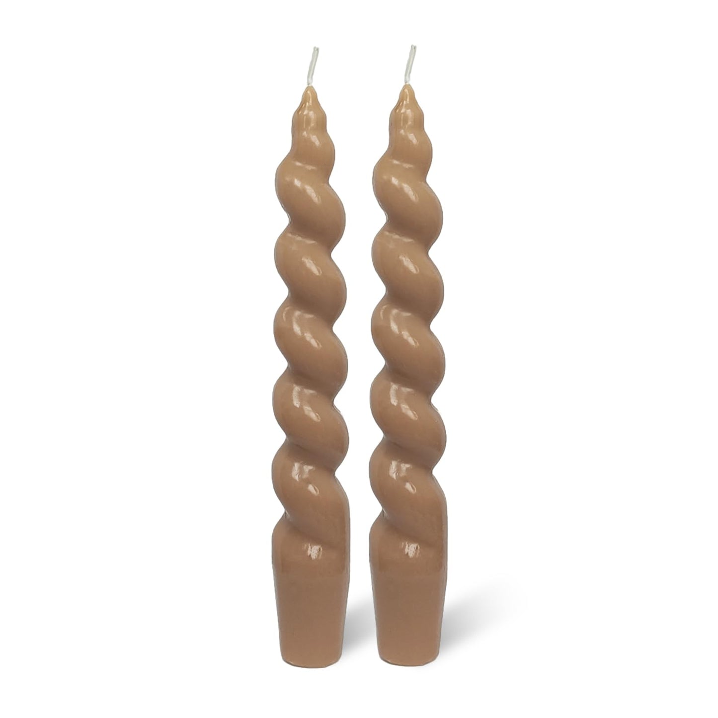 2 Pack 7.5 Inch Brown Spiral Twisted Taper Candles Unscented Dripless Candlesticks Handmade Candle Sticks for Candlelight Dinner Valentine's Day Wedding Home Decor