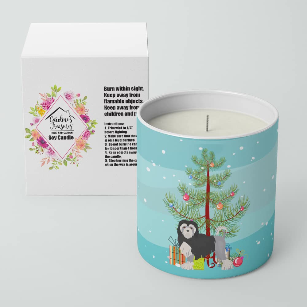 Caroline's Treasures CK3470CDL Lowchen or Little Lion Dog Christmas Tree 10 oz Decorative Soy Candle Nature Soy Wax Essential Oil Home Decor Ideal for Bedroom Kitchen Bath Office Gift, 10 oz