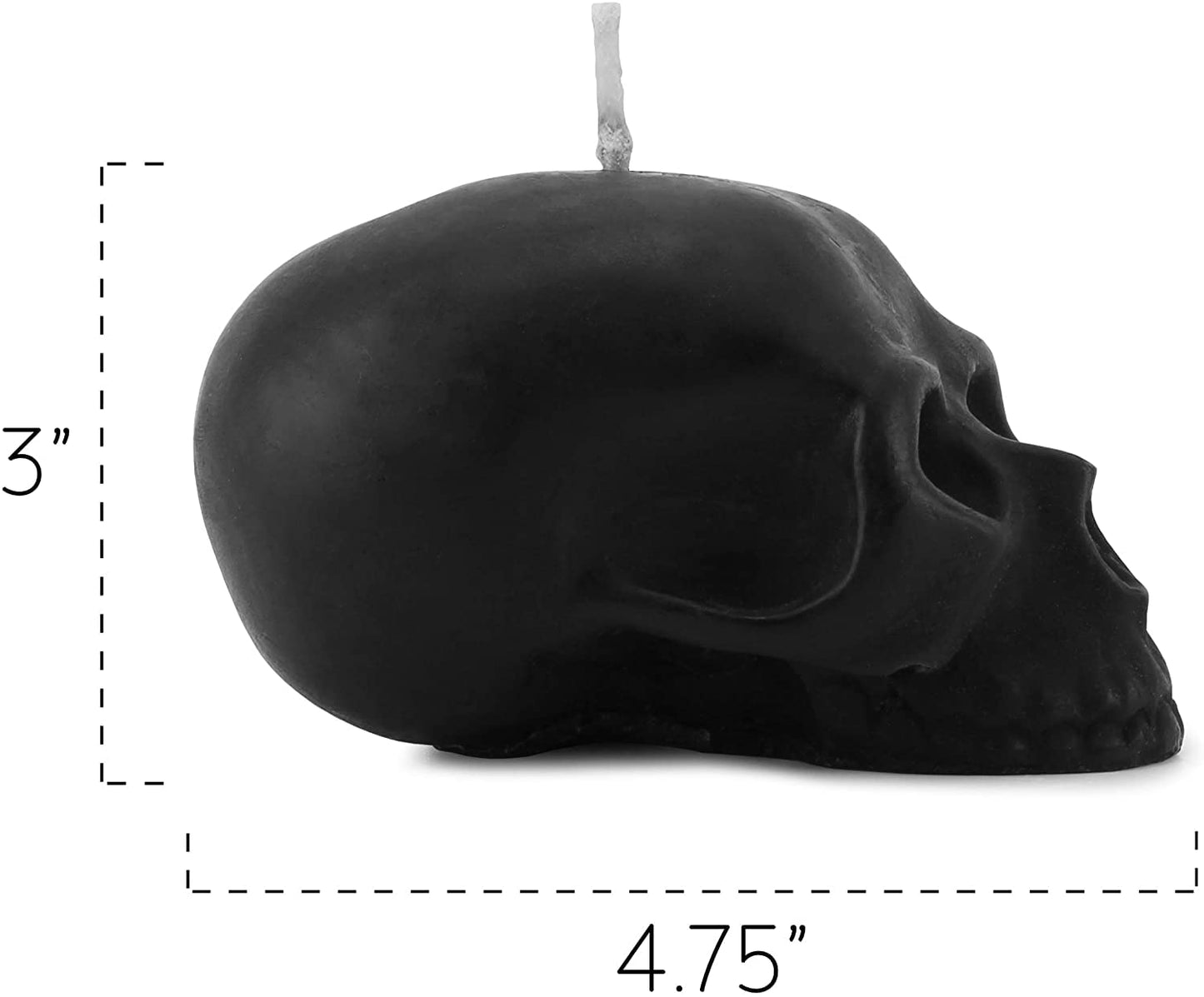Darware Large Skull Candles (2-Pack, Black); 4.75 x 3-Inch Decorative Themed Candles for Halloween, Horror and Novelty Decor