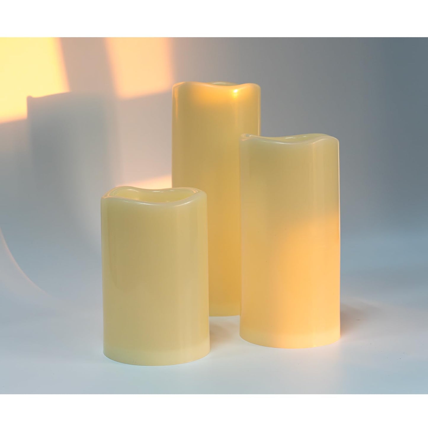 Lumeavetra 6" 8" 10" x 4" Large Waterproof Outdoor Flameless Candles Battery Operated LED Pillar Candles for Indoor Outdoor Lanterns, Ivory, Long Lasting, Set of 3