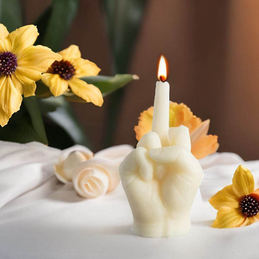 2 PiecesMiddle Finger Aesthetic Scented Candles, Soybean Scented Candles, Hand Carved Aromatherapy Gesture Candles, Suitable for Home Decoration, Bedroom, Room Supplies, and Decoration (White)