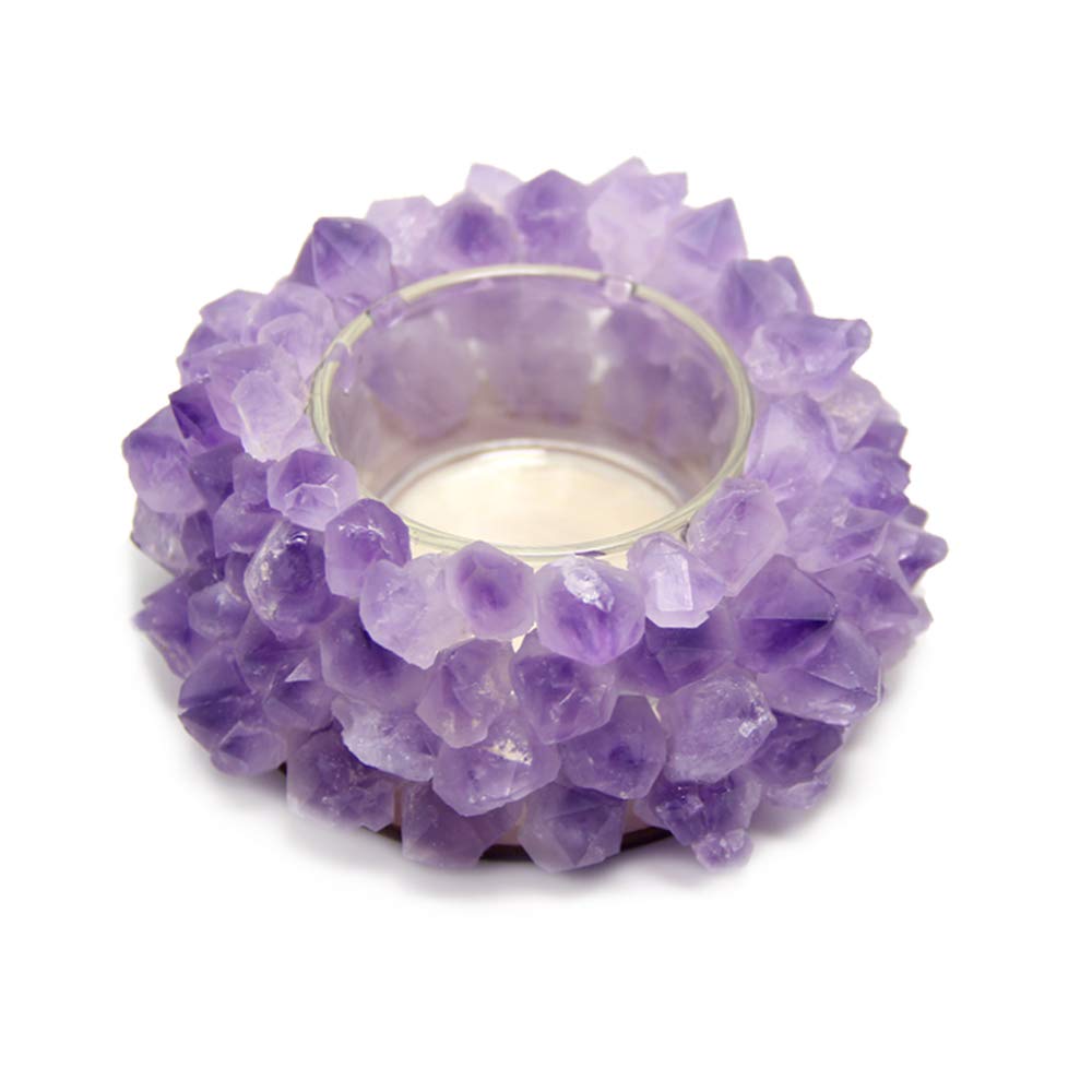 Handmade Natural Amethyst Cluster Quartz Crystal Healing Votive Candle Holder Gemstone Tealight Holder Home Decor Reiki Stone