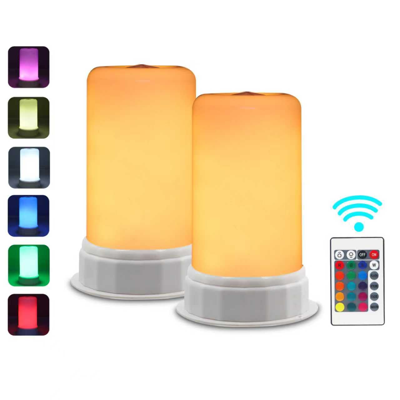 Vnicstick 2PCS LED Flame Effect Light,4 Modes Fire Lights, Candle Flame Table Lamp with Remote Contro,LED Flame Lights for Garden Bar Camping Party Patio
